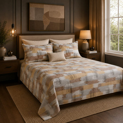 VASTRA Desert Canvas 100% Pure Cotton King Size Bedsheet with 2 Pillow Covers | Premium Abstract Printed Bedding Set (108 × 108 Inches)